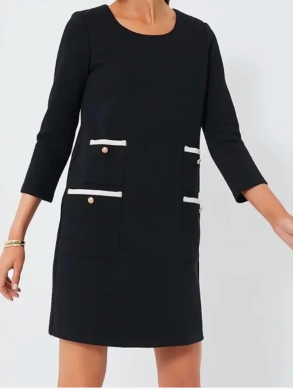 NWT Tuckernuck Women's Black Francoise Mod Mini Dress Long Sleeve Shift - Large